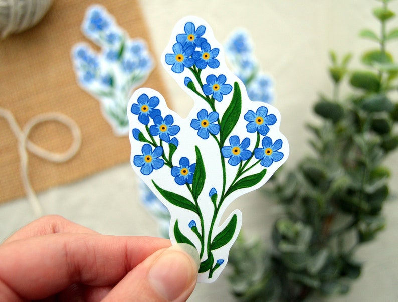 Forget-Me-Not Flower Single Glossy Waterproof Vinyl Die Cut Sticker image 1