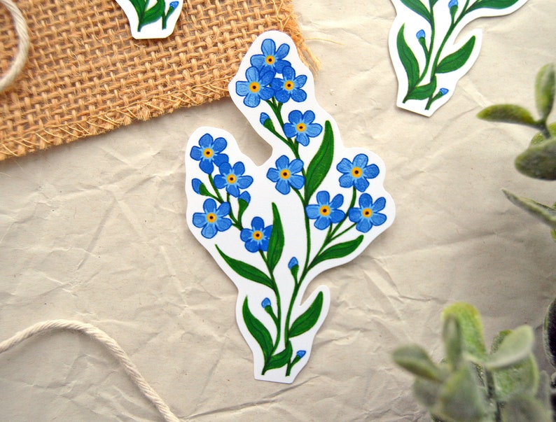 Forget-Me-Not Flower Single Glossy Waterproof Vinyl Die Cut Sticker image 4