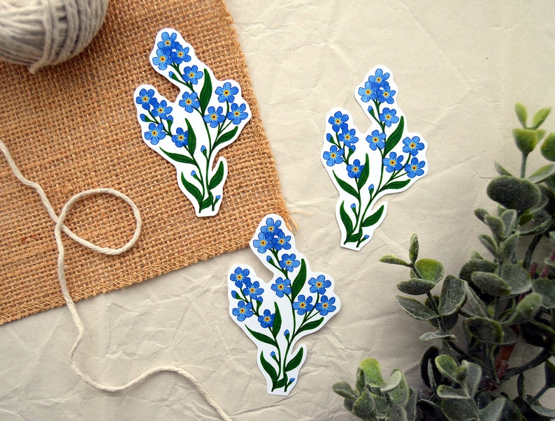 Forget-Me-Not Flower Single Glossy Waterproof Vinyl Die Cut Sticker image 2