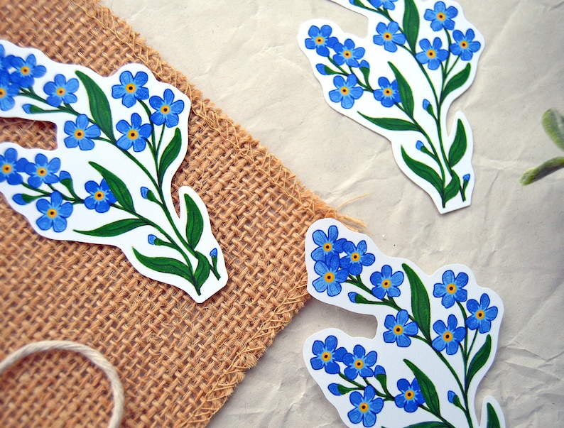 Forget-Me-Not Flower Single Glossy Waterproof Vinyl Die Cut Sticker image 3