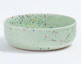 Ciotola, ciotola per pasta ø19cm, piatto fondo, uovo, retro, casa, festa, bianco, viola, rosa, giallo, blu, verde, ceramica, fatto a mano in Portogallo, regali