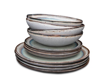 Set di stoviglie Piatti in ceramica dal Portogallo Collezione di piatti fatti a mano in gres fatto a mano CeramicLovePortugal