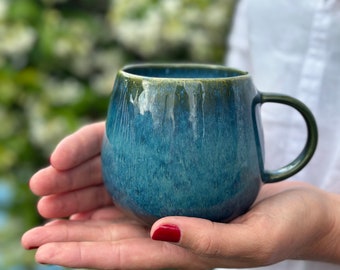 Set van 2 mokken, koffiemokken, keramische bolvormige mokken, handgemaakte mokken, mokken, keramische mokken | Cadeaus