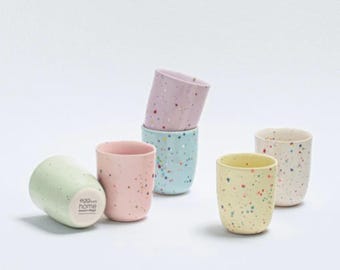 Keramische cappuccinomok zonder handvat, koffiemok, feestmok, 250 ml, 1 stuk - Handgemaakt in Portugal, cadeau, kleurrijke mok