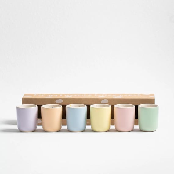 Espressotassen 6 Stück I Eierbecher Set – bunte kleine Keramik Becher – Kleine Geschenke – Egg Back Home Geschenke für sie