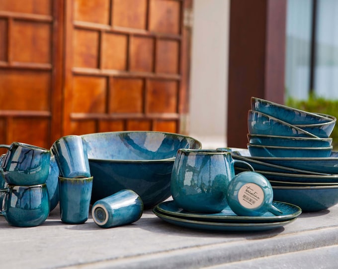 Ceramic Serving Dish Set, Modern Ceramic Dinnerware Set, Beige and ...