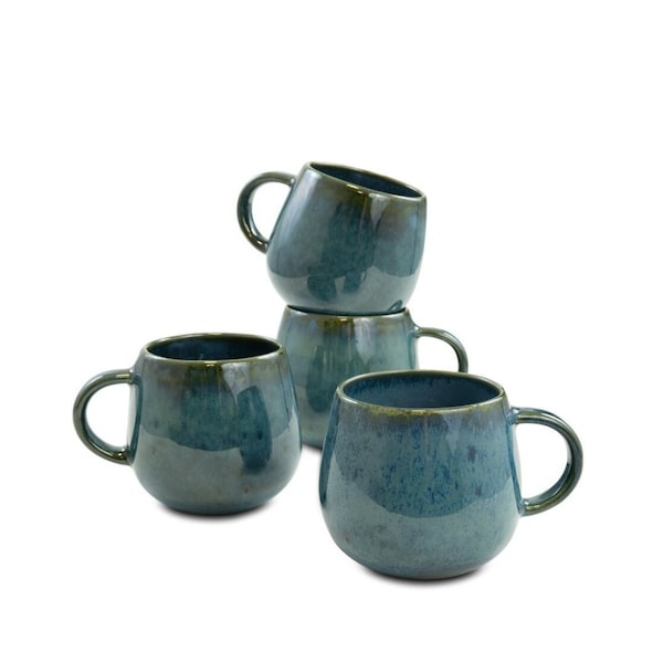 Handmade Pottery Mugs Set - 4 Rustic Ceramic Drinkware Pieces - Artisan Gift Idea for All Occasions