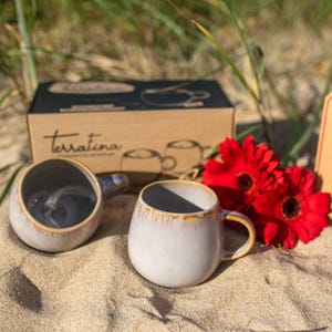 Unique Handcrafted Ceramic Coffee Mugs - Set of 2 - Made in Portugal - Mother&#39;s Day Gift