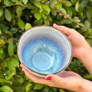 Handmade Stoneware Cereal Bowls Set of 2 - sea dinnerware