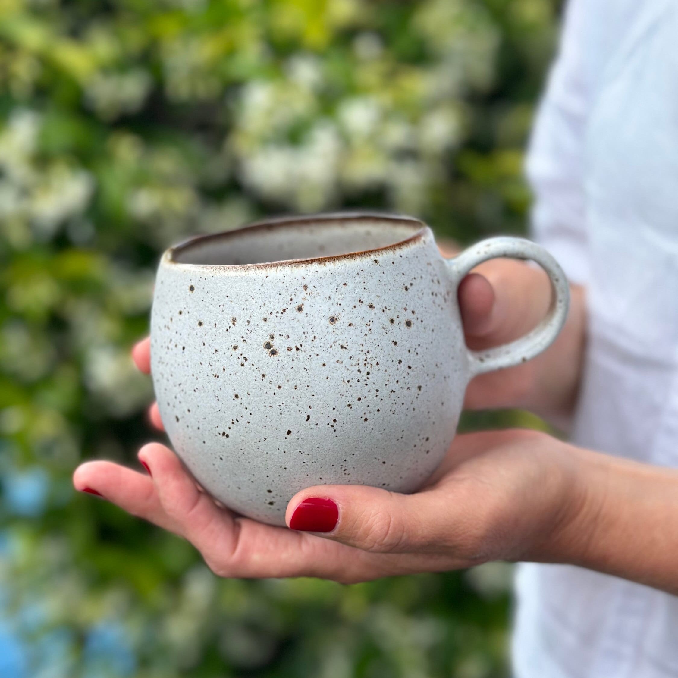 Handmade Blue and White Ceramic Coffee Mug - Unique Gift from Portugal