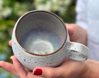 Handmade Blue and White Ceramic Coffee Mug - Unique Gift from Portugal