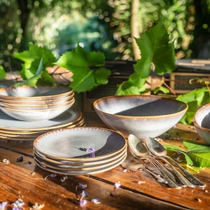 Service de table portugais en céramique 20 pièces pour 4 personnes | Assiettes, tasses et bols | Idée cadeau de Noël