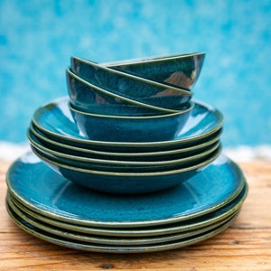 Set piatti in ceramica I Set tavola 12 pezzi piatti e ciotole I ceramiche fatte a mano I gres I servizi tavola