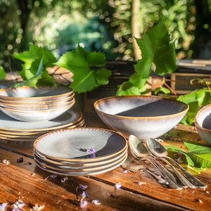 Piatti, ciotole e tazze in ceramica I Stoviglie I Set per la colazione per 4 persone I Ceramiche fatte a mano dal Portogallo I Regali