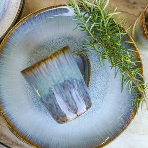 Artisan Stoneware Mugs in Blue Green - Handcrafted in Portugal - Set of 4 Mugs
