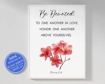 Romans 12:10 Wall Art Bible Verse Wall Art Printable, Scripture Print for Christian Home Decor, Baptism Gift, Instant Digital Download