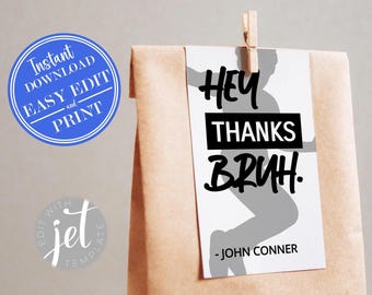 Etiquetas de regalo para fiesta de salto de 2 x 3,5 pulgadas, etiquetas de agradecimiento para bolsas de regalo para fiesta de cumpleaños en trampolín, plantilla editable de acceso instantáneo