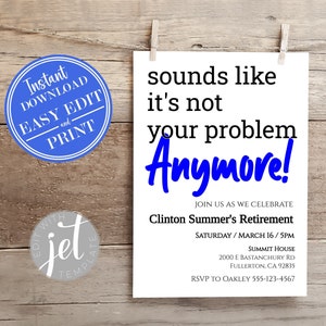 Invitación a la fiesta de jubilación 5x7 / Invitación a la fiesta de jubilación moderna / Invitación divertida a la fiesta de jubilación / Plantilla editable de acceso instantáneo
