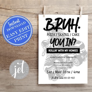 Roller Skating Birthday Invitation 5x7 | Skate Birthday Party | Skating Birthday | Roller Skate Party | Instant Access Editable Template