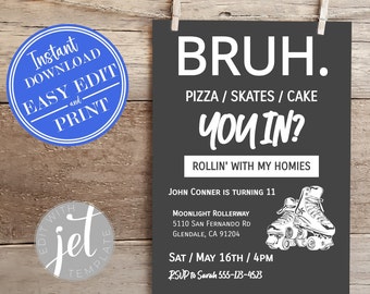 Roller Skating Birthday Invitation 5x7 | Skate Birthday Party | Skating Birthday | Roller Skate Party | Instant Access Editable Template
