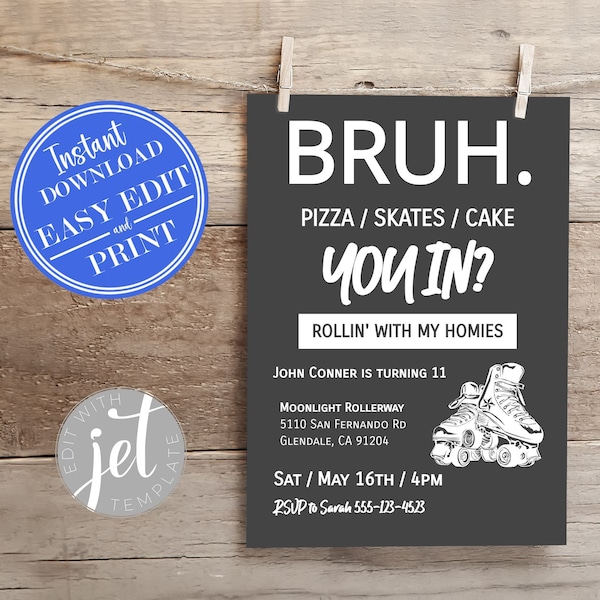 Roller Skating Birthday Invitation 5x7 | Skate Birthday Party | Skating Birthday | Roller Skate Party | Instant Access Editable Template