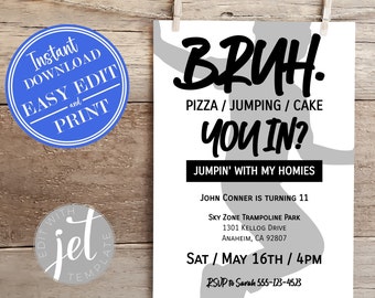 Jump Birthday Invitation 5x7 | Trampoline Birthday Party | Bounce House Party Invite | Lets Jump Party | Instant Access Editable Template