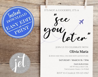 Farewell Going Away Invitation 5x7 | We're Moving Funny Goodbye Party Invite | Modern Going Away Party | Instant Access Editable Template