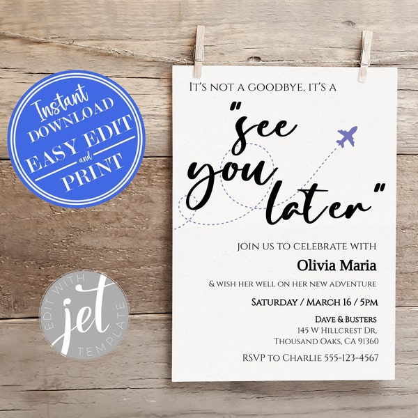 Farewell Going Away Invitation 5x7 | We're Moving Funny Goodbye Party Invite | Modern Going Away Party | Instant Access Editable Template