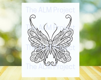 25 Animal Adult Butterfly and Bugs Mandala Coloring Book, Beautiful Animal Coloring Pages, Instant Download!
