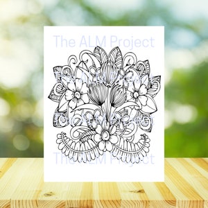 26 Pretty Floral Coloring Pages Bundle, Beautiful Flowers Coloring Book, Adult Flower Coloring Pages, Instant Download! image 5