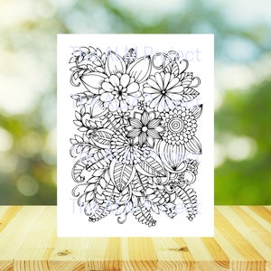 26 Pretty Floral Coloring Pages Bundle, Beautiful Flowers Coloring Book, Adult Flower Coloring Pages, Instant Download! image 2