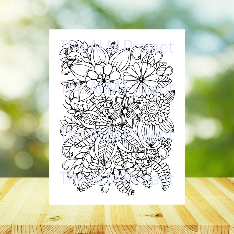 26 Pretty Floral Coloring Pages Bundle, Beautiful Flowers Coloring Book, Adult Flower Coloring Pages, Instant Download! image 2