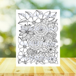 26 Pretty Floral Coloring Pages Bundle, Beautiful Flowers Coloring Book, Adult Flower Coloring Pages, Instant Download! image 7