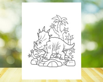 24 Kids Dinosaur Coloring Pages - Printable Dinosaur Coloring Book for Boys & Girls, Instant Download!