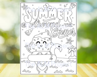 Pacote de 26 páginas para colorir de verão para crianças, livro para colorir de verão divertido, páginas para colorir de verão para crianças, download instantâneo!