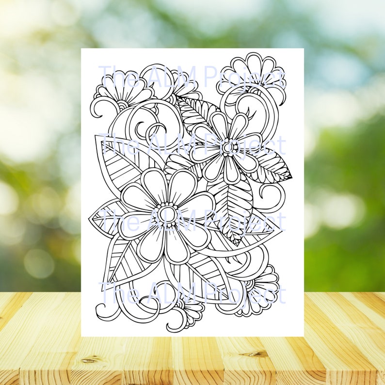 26 Pretty Floral Coloring Pages Bundle, Beautiful Flowers Coloring Book, Adult Flower Coloring Pages, Instant Download! image 1