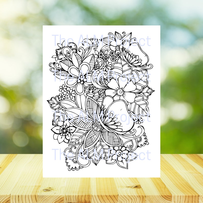 26 Pretty Floral Coloring Pages Bundle, Beautiful Flowers Coloring Book, Adult Flower Coloring Pages, Instant Download! image 4