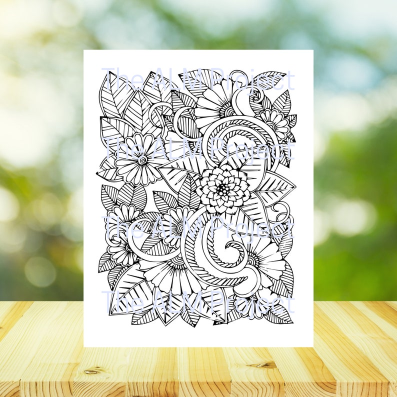 26 Pretty Floral Coloring Pages Bundle, Beautiful Flowers Coloring Book, Adult Flower Coloring Pages, Instant Download! image 6