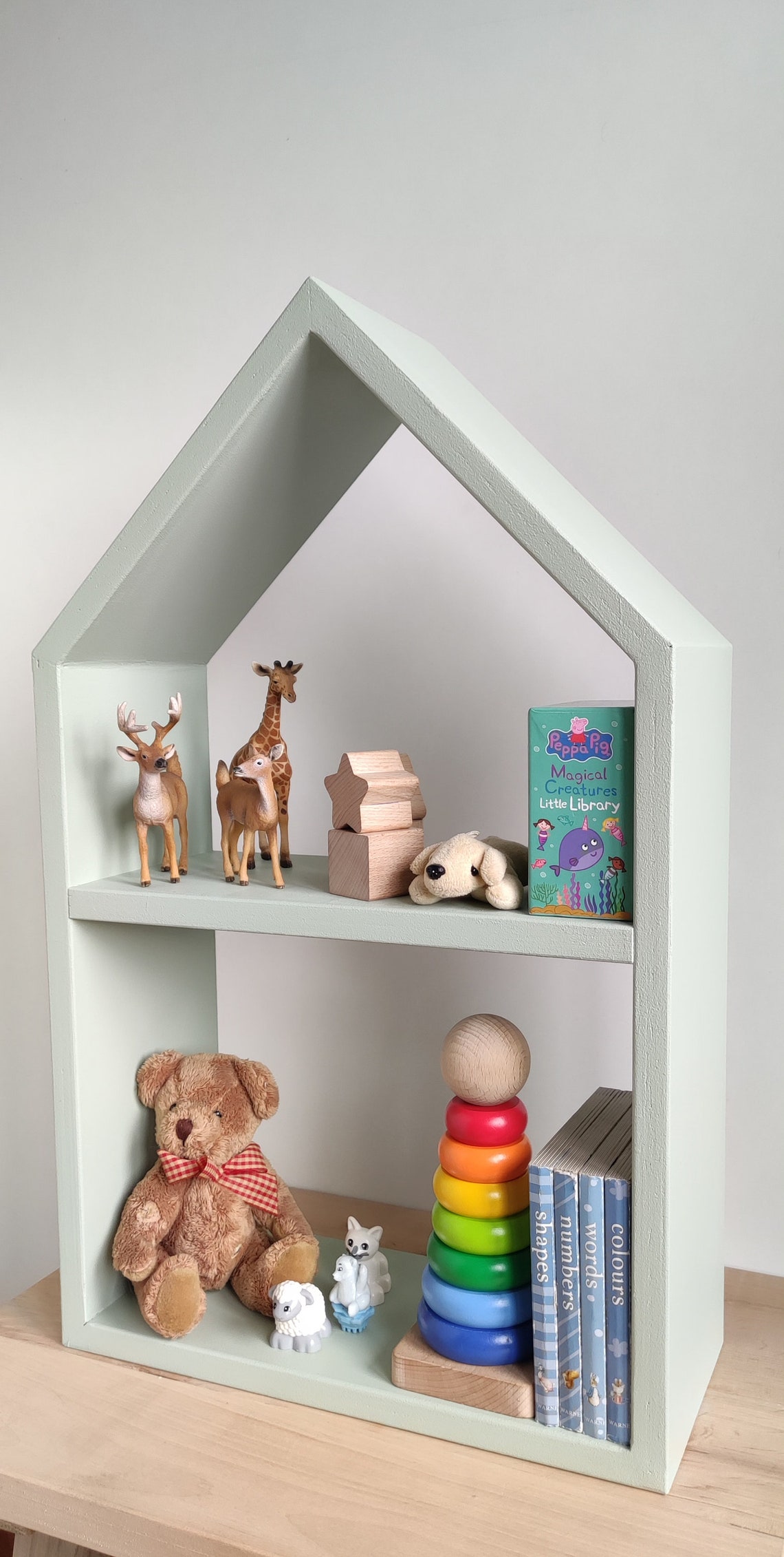 House Shaped Shelf Wooden House Shaped Shelf Kids Bookshelf Etsy