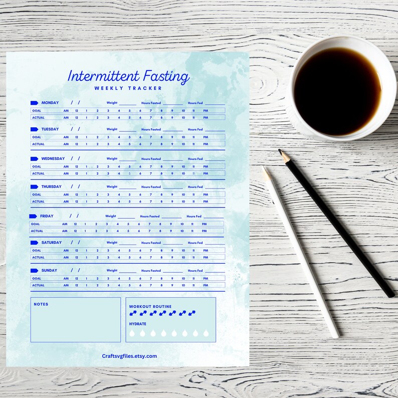 Printable Weekly Intermittent Fasting Chart 2 PDF Files Us - Etsy