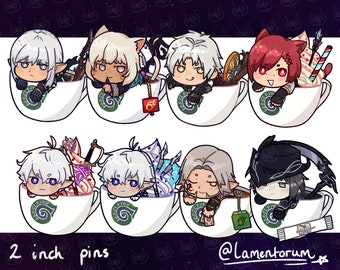 Final Fantasy XIV Scions (and friends!) Epoxy Cup Pins