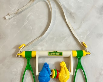 Vintage Sesame Street Baby Crib Toy Big Bird, Cookie Monster