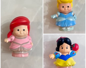 Lot Of 3 Fisher Price Little People Disney Cinderella Snow White, Ariel Mermaid Princesses
