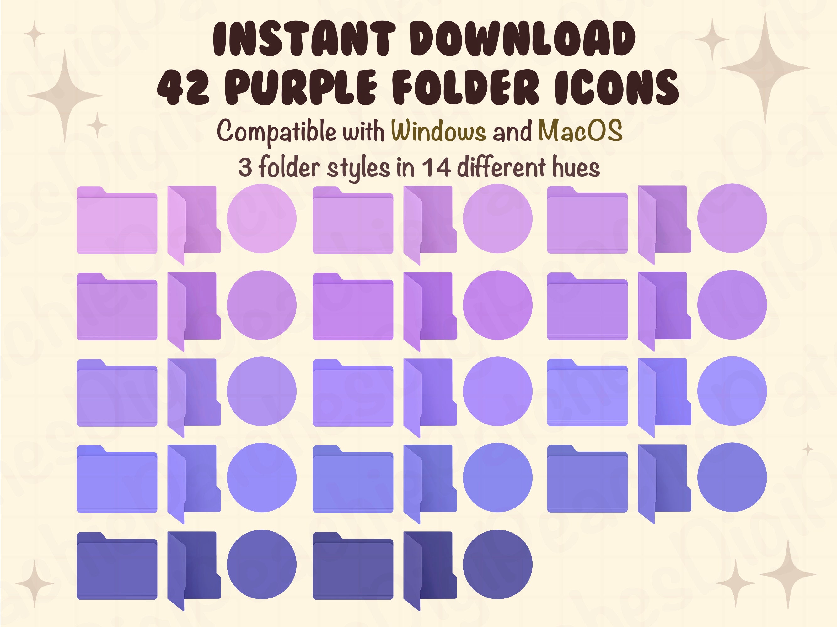 42 Purple Folder Icons for Mac & Windows. Pastel Desktop Icon Set for