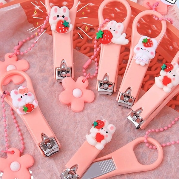 Kawaii Pink Bunny Nail Clipper, Toe Finger Nail Clippers Cutter for Girls/Women,