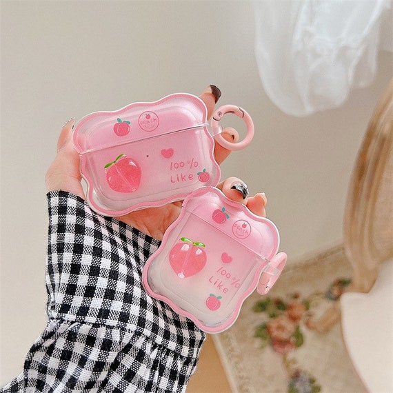 Pink Peach Airpods 1/2/3/pro Case Kawaii Airpods Case - Etsy