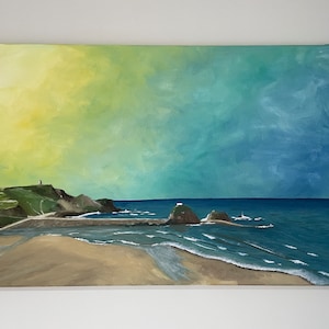 Bude - Cornwall Painting, Canvas Art Print, Landscape, Seascape, Cornish Gifts