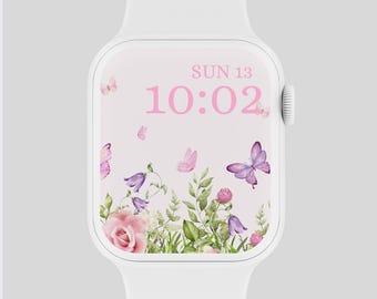 Apple Watch Wallpaper Face Design, Watch Background,Floral Smart Watch Wallpaper, Lock Screen Wallpaper, Wildflower Watch Digital Download,