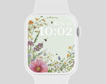 Apple Watch Wallpaper Face Design, Watch Background,Floral Smart Watch Wallpaper, Lock Screen Wallpaper, Wildflower Watch Digital Download,