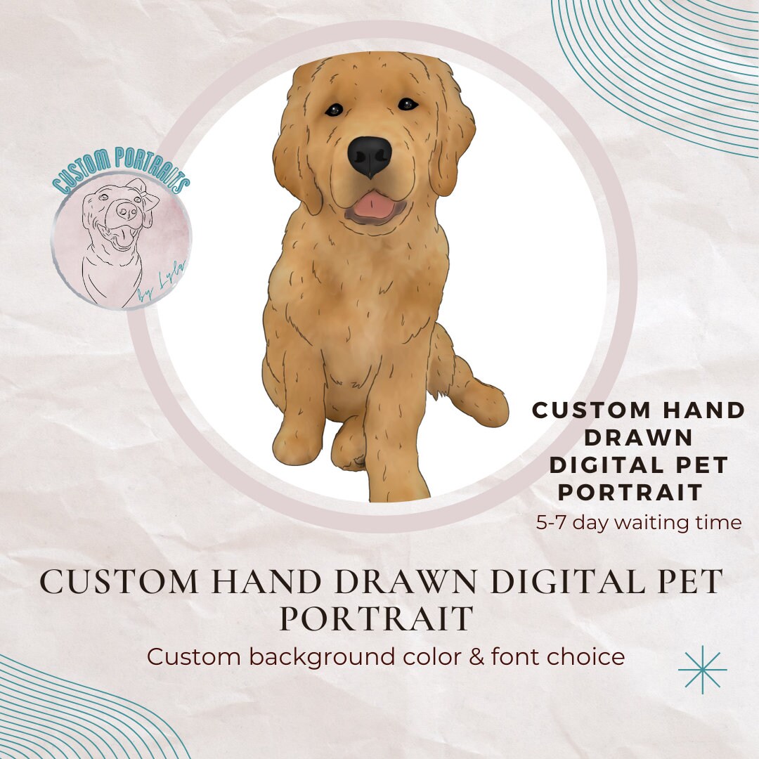 Custom Hand Drawn Pet Portrait - Etsy